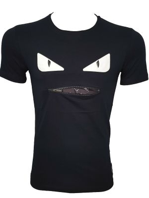 New FENDI MILANO Top Selling Model T-Shirt Tee Sexy Fit 100% Cotton Navy Blue